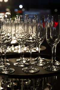 Champagne cups on serving tray. vertical.