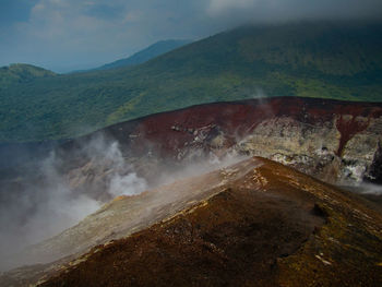Scenic view of volcanic mountain