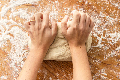 Directly above shot of person preparing food