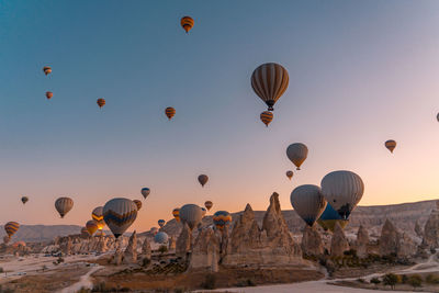 Hot air balloons flying in sky