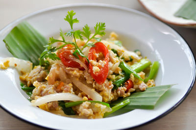 Close-up of salad served in plate