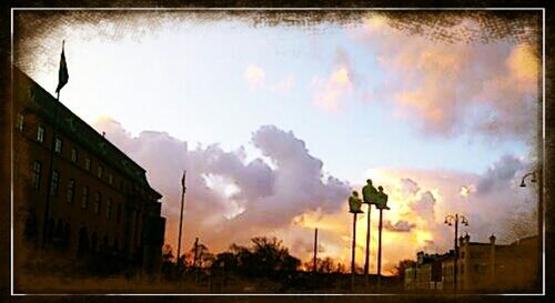 View of buildings at sunset