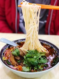 Close-up of soup in bowl