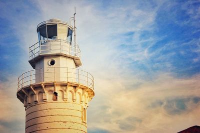 Low angle view of lighthouse against sky 