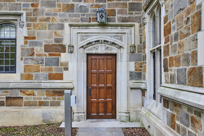 Closed door of old building