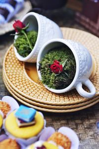 Close-up of basket in bowl on table