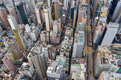 High angle view of street amidst buildings in city