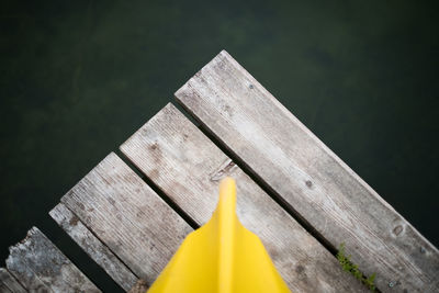 High angle view of yellow metallic structure