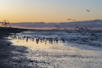 Scenic view of sea against sky during sunset