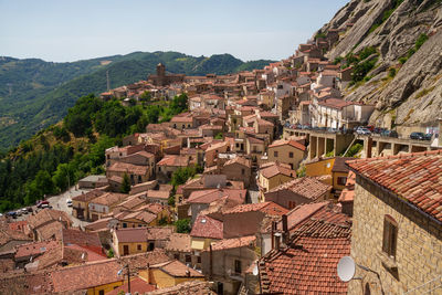 High angle view of townscape against sky