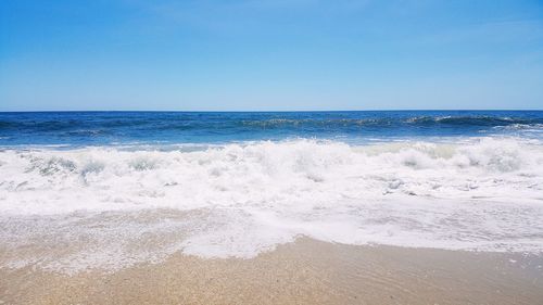 Scenic view of sea against clear sky