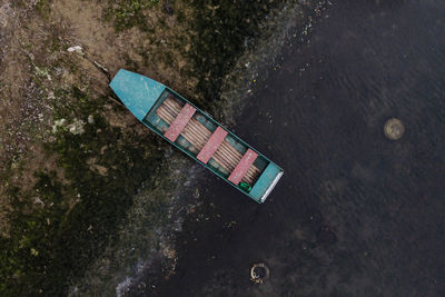 High angle view of boat on lake