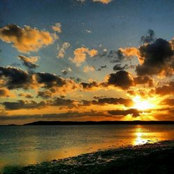 Scenic view of sea at sunset