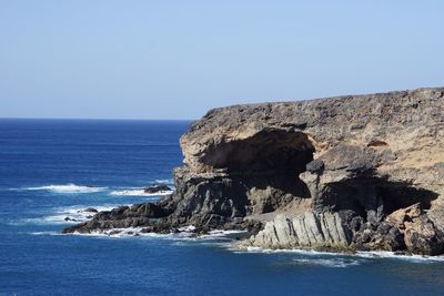 Scenic view of sea against clear sky