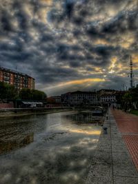 View of city against cloudy sky