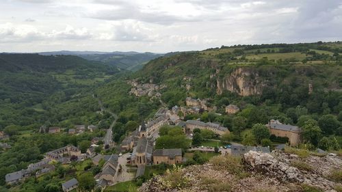 High angle view of townscape against sky