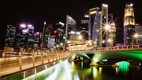 Illuminated city at night