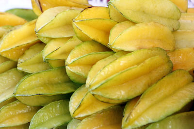 Close-up of starfruits in market