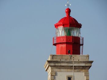 Low angle view of lighthouse against clear sky