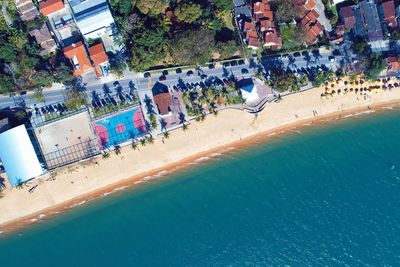 High angle view of people at swimming pool