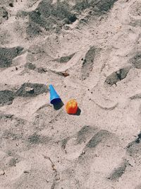 High angle view of sand on beach