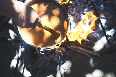 Close-up of person preparing food