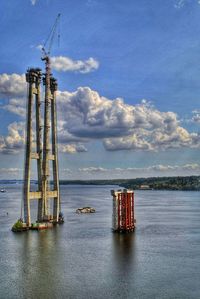 Ship in sea against sky