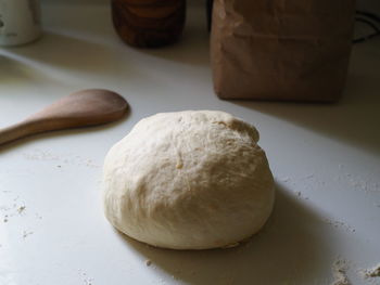 High angle view of bread on table