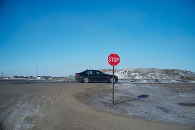 Stop sign on road