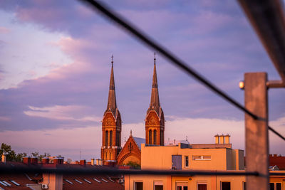 View of city at sunset