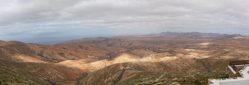 Aerial view of landscape against cloudy sky