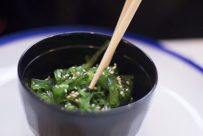 Close-up of soup in bowl