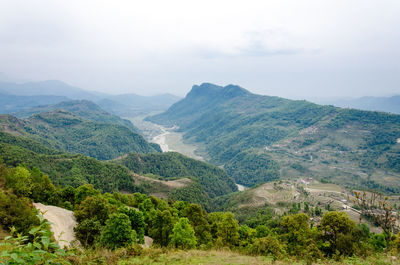 Scenic view of mountains against sky