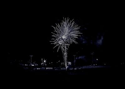 Low angle view of firework display at night