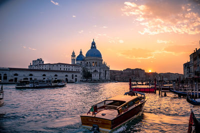 View of buildings against sky during sunset