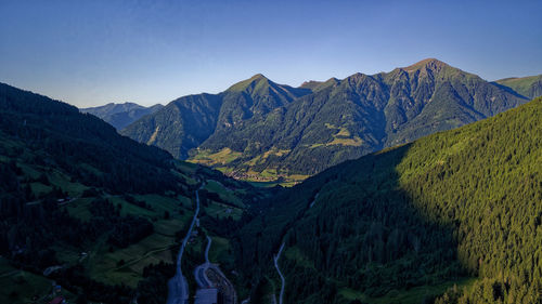 Scenic view of mountains against clear sky