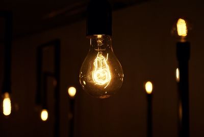 Close-up of lit up light bulb