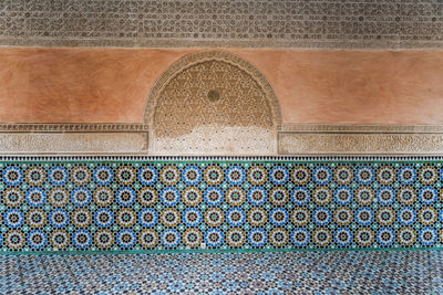 View of patterned wall in temple