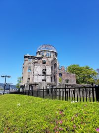 Traditional building against clear blue sky