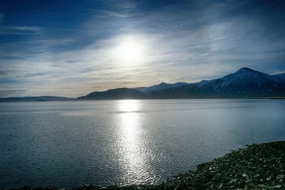 Scenic view of lake against sky