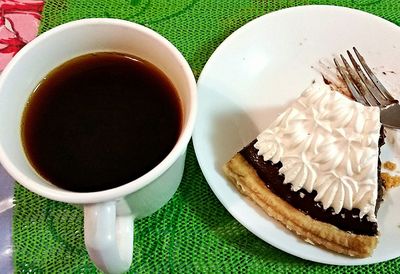 Directly above shot of coffee cup on table