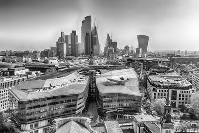 High angle view of cityscape against sky