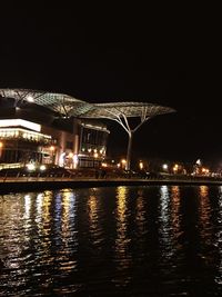 Bridge over river at night