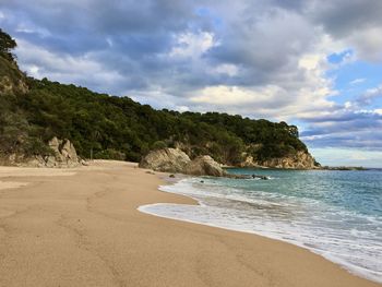 Scenic view of beach against sky