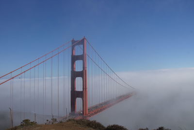 Golden gate bridge shrouded in fog