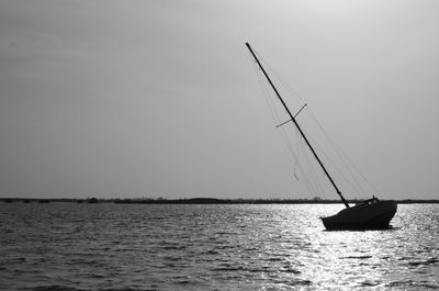 Sailboat sailing in sea