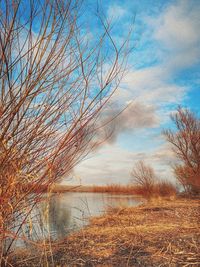 Scenic view of lake against sky