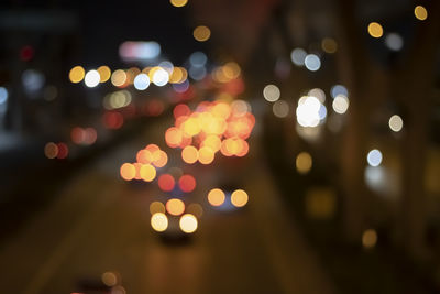 Bokeh, car lights on the night road