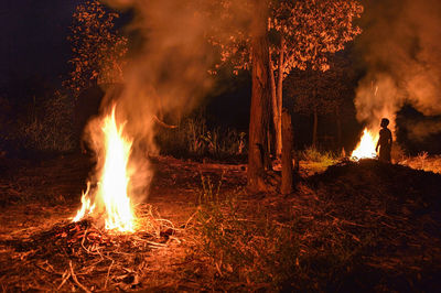 View of fire in the dark