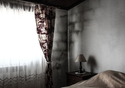 Close-up of curtain at home